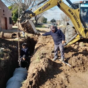Avanzan los trabajos de desagüe en tramo de calle Lavalle