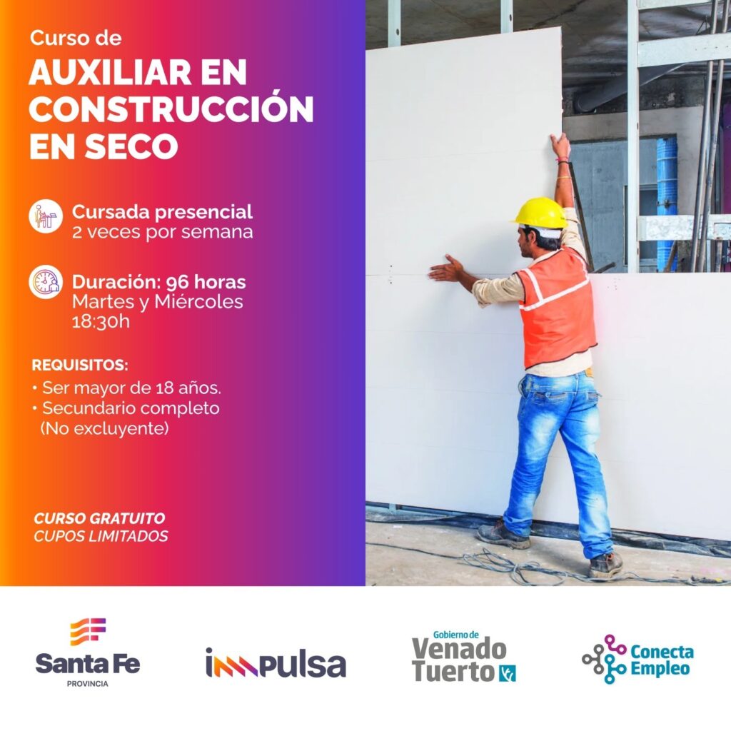 Inscripción abierta para el curso de Auxiliar en Construcción en Seco
