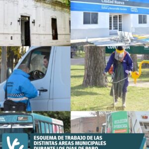 Esquema de trabajo de las distintas áreas municipales durante los días de paro