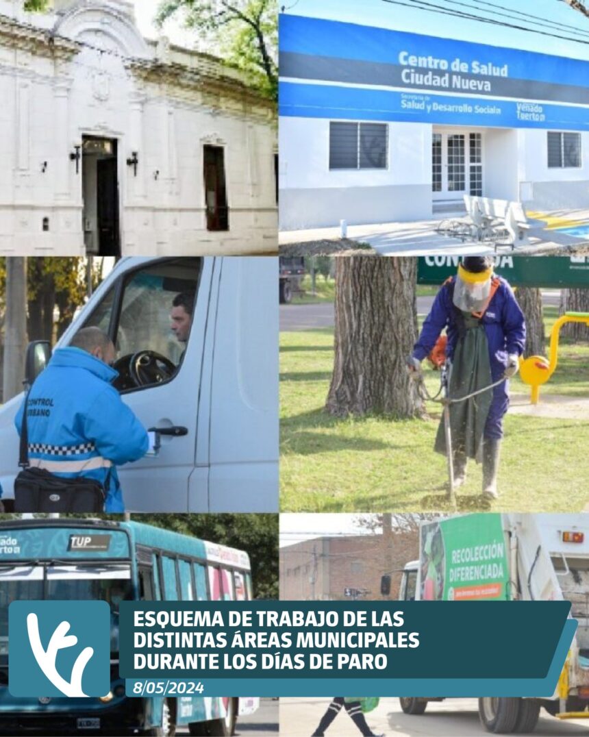 Esquema de trabajo de las distintas áreas municipales durante los días de paro