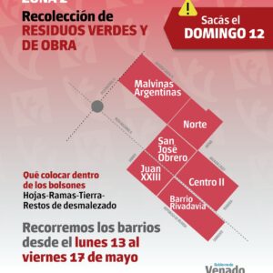 Recoleccion de restos verdes y de obra  Zona 2: Domingo 12 de mayo
