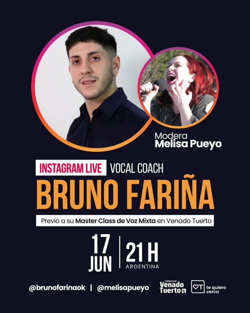 Instagram Live imperdible con el vocal coach Bruno Fariña