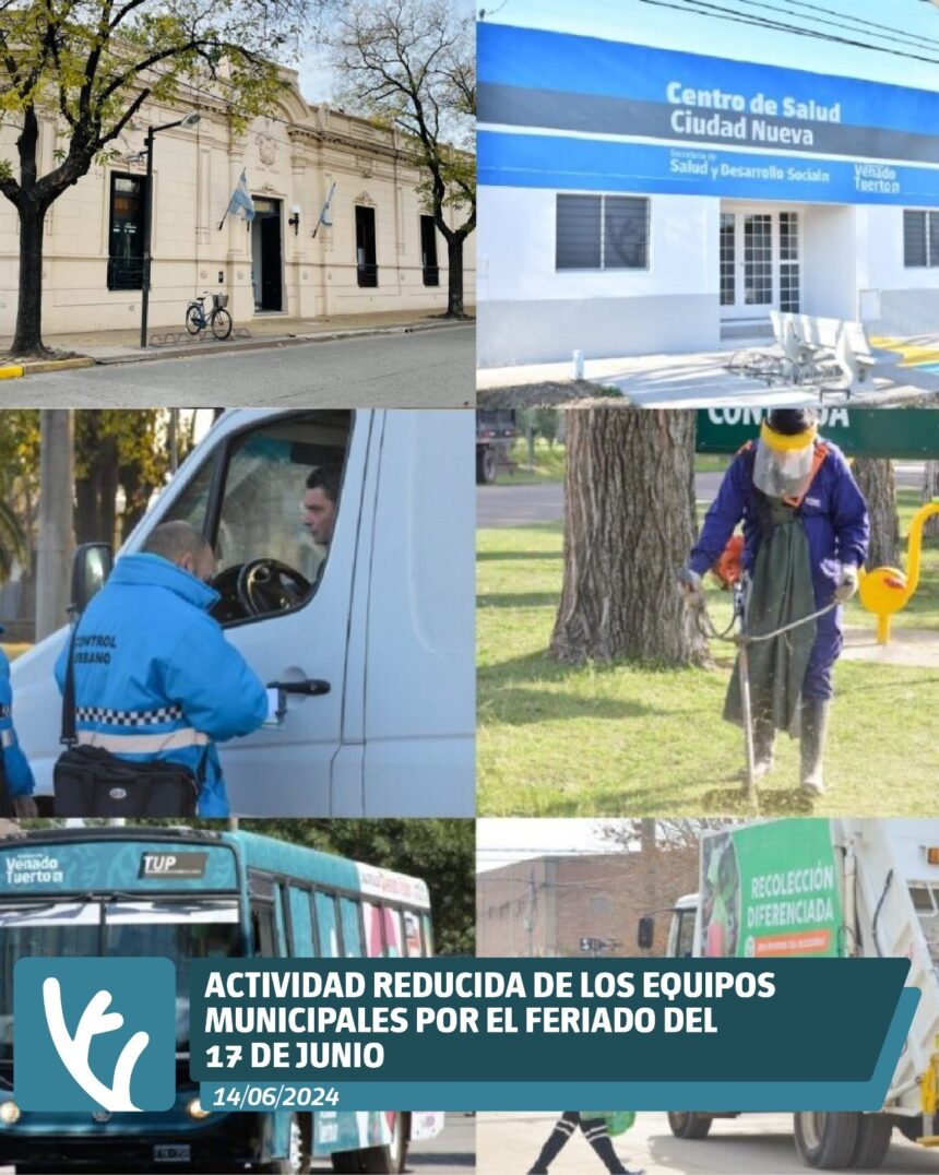 Actividad reducida de los equipos municipales por el feriado del 17 de Junio