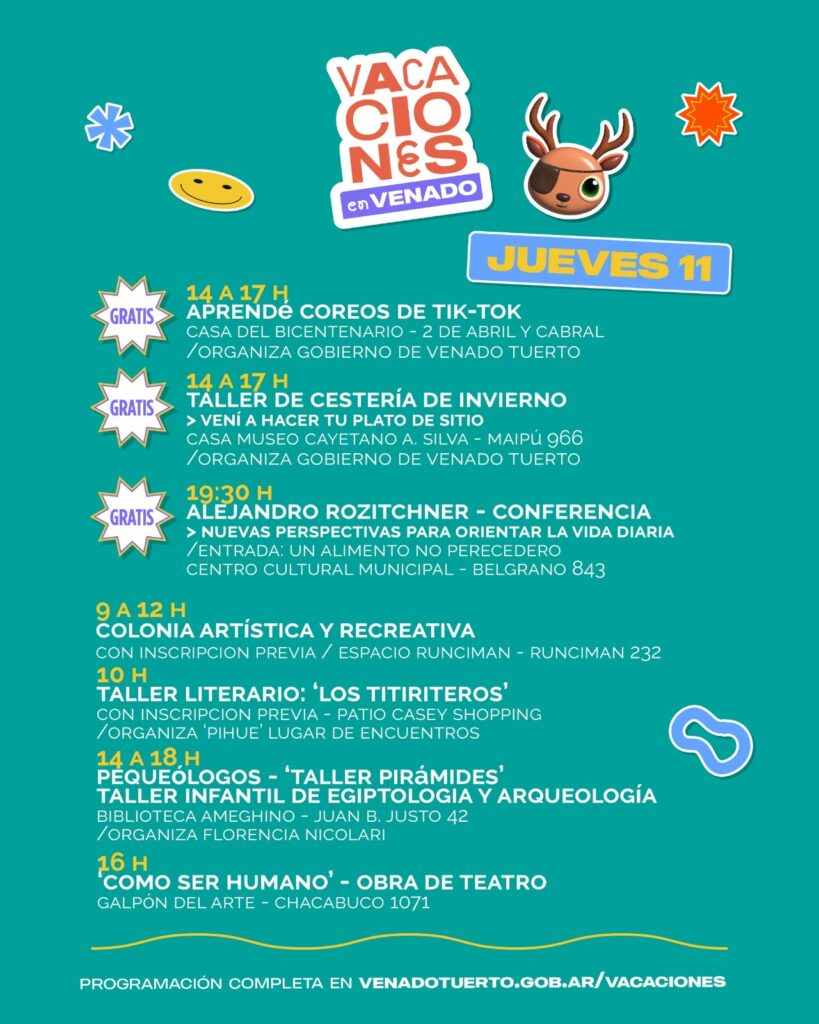 Grilla de jueves para todos los gustos en estas Vacaciones de Invierno en la ciudad