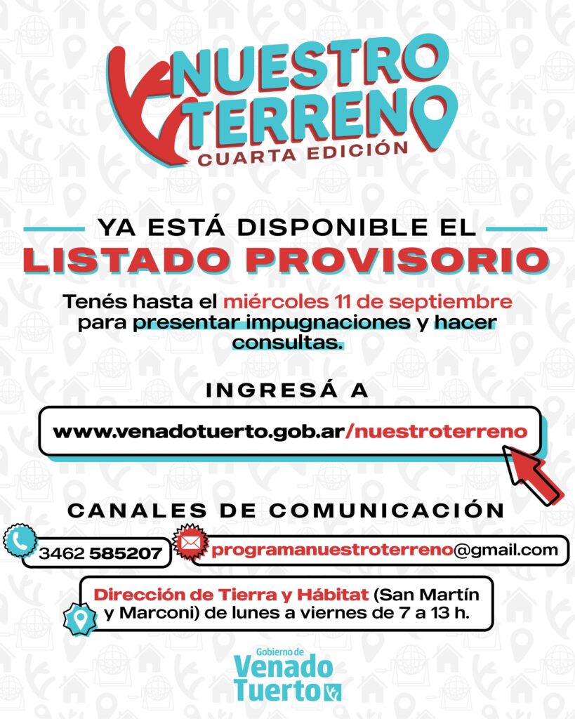 Ya está disponible el listado provisorio de inscriptos para Nuestro Terreno 4