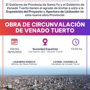 El gobernador Pullaro participará en la apertura de ofertas para la obra de Circunvalación