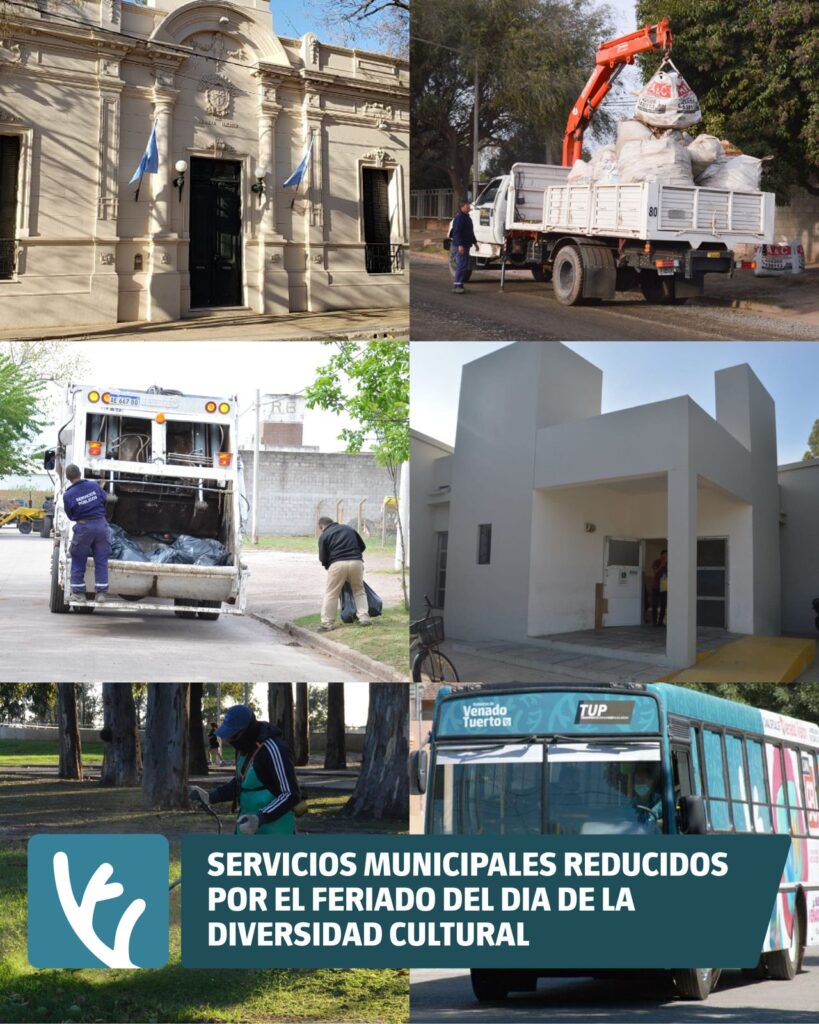 Servicios municipales reducidos por el feriado del Día de la Diversidad Cultural