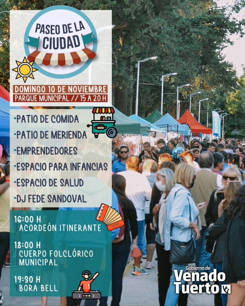 El Gobierno de Venado Tuerto invita a un nuevo Paseo de la Ciudad en el Parque Municipal