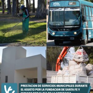 Prestación de Servicios Municipales durante el asueto por la fundación de Santa Fe y feriado Día de la Soberanía