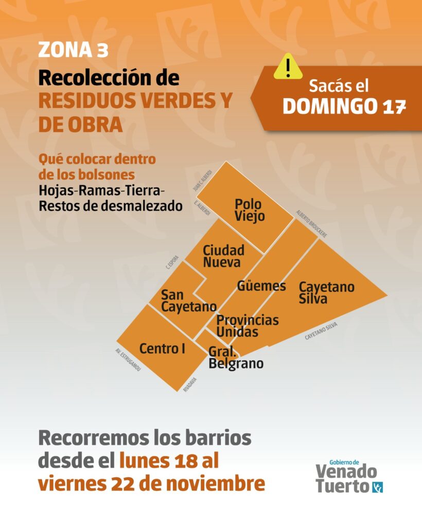 Recolección de restos verdes y de obra Zona 3