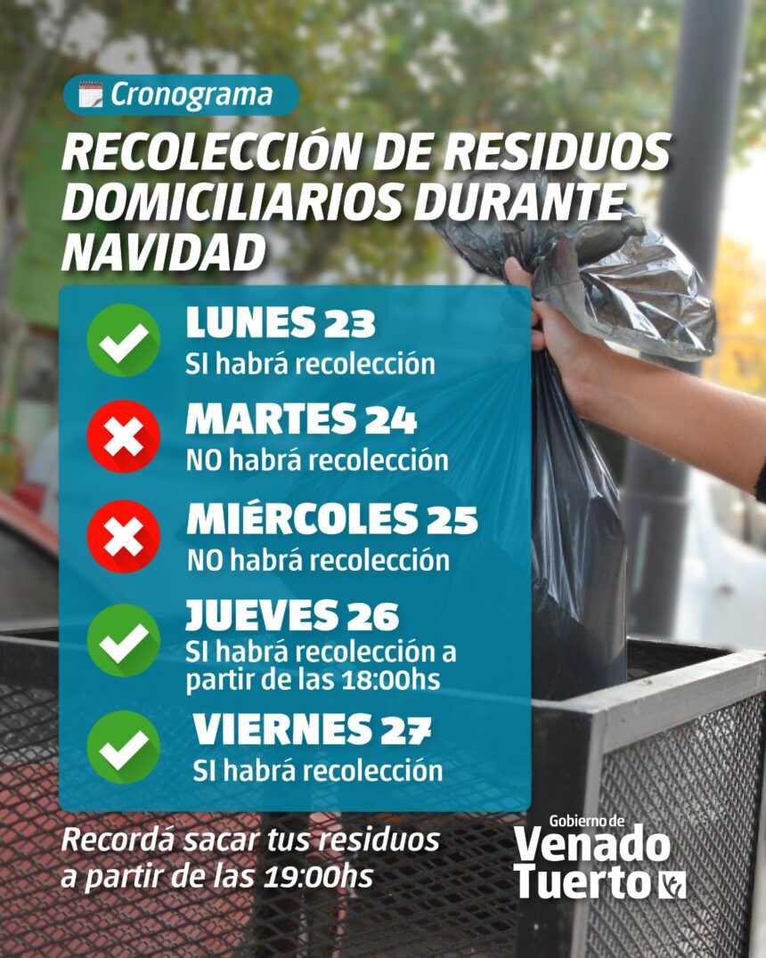 El Gobierno municipal dispuso el siguiente esquema de trabajo por Nochebuena y Navidad