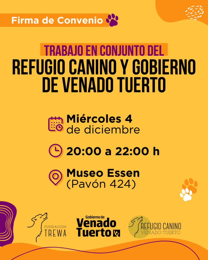 El Gobierno de Venado Tuerto y Refugio Canino firmarán Convenio de Articulación en Salud Animal
