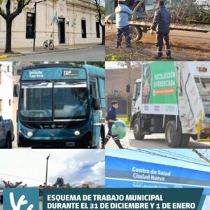 Esquema de trabajo municipal durante el 31 de diciembre y 1 de enero
