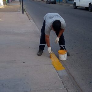 Trabajos de demarcaciones en tramo céntrico de calle Belgrano