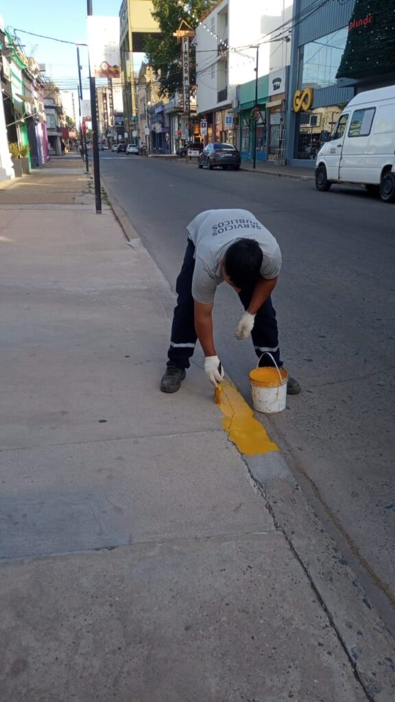 Trabajos de demarcaciones en tramo céntrico de calle Belgrano