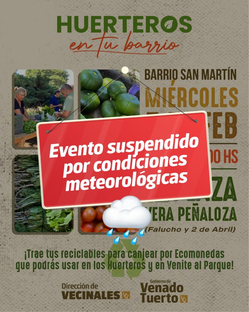“Huerteros en tu Barrio” se posterga para este jueves en la plaza Vera Peñaloza