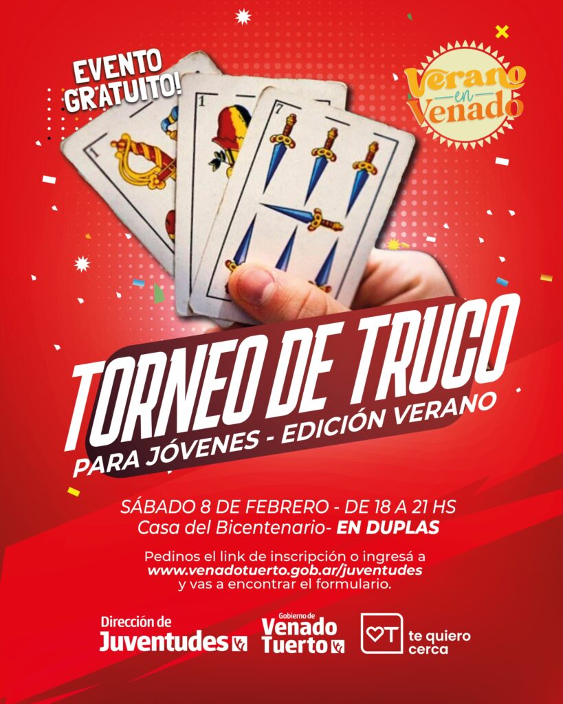 Verano en Venado. Diversión asegurada con el Torneo de Truco para jóvenes organizado por el Municipio