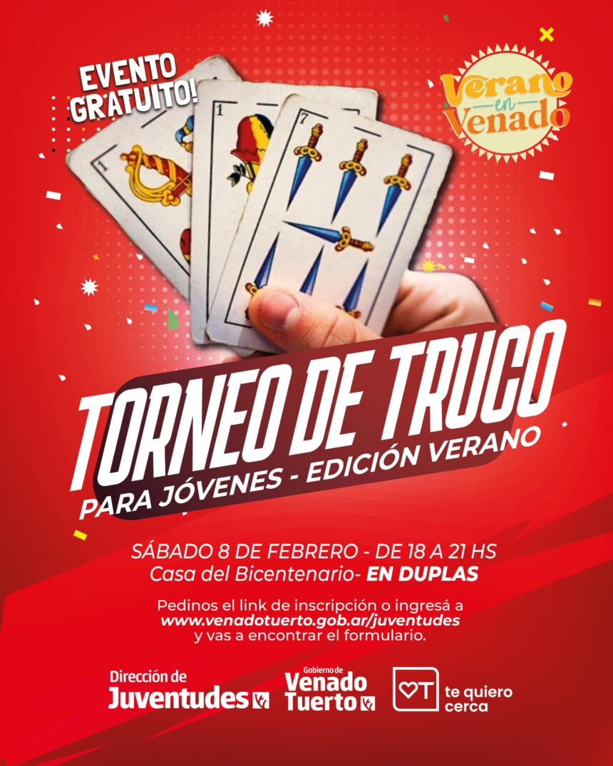Verano en Venado. Diversión asegurada con el Torneo de Truco para jóvenes organizado por el Municipio