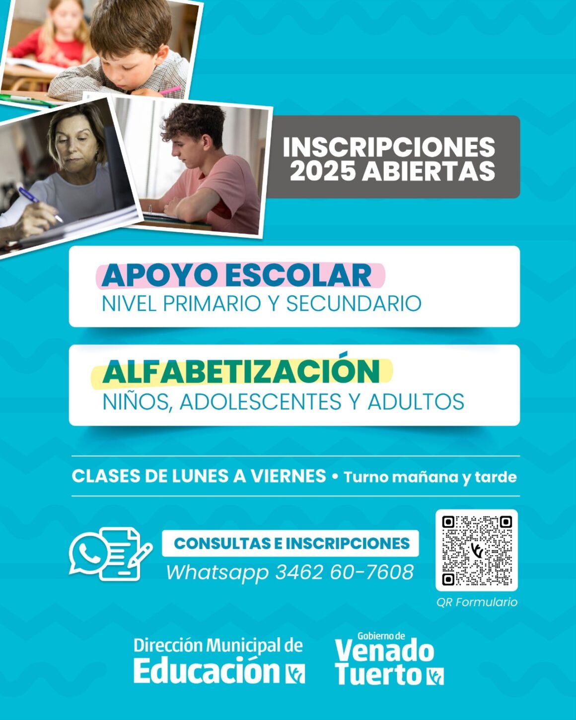 El Gobierno municipal abrió la inscripción para clases de Apoyo Escolar y Talleres de Alfabetización