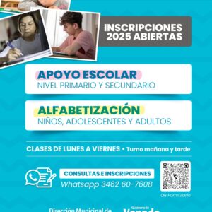 El Gobierno municipal abrió la inscripción para clases de Apoyo Escolar y Talleres de Alfabetización