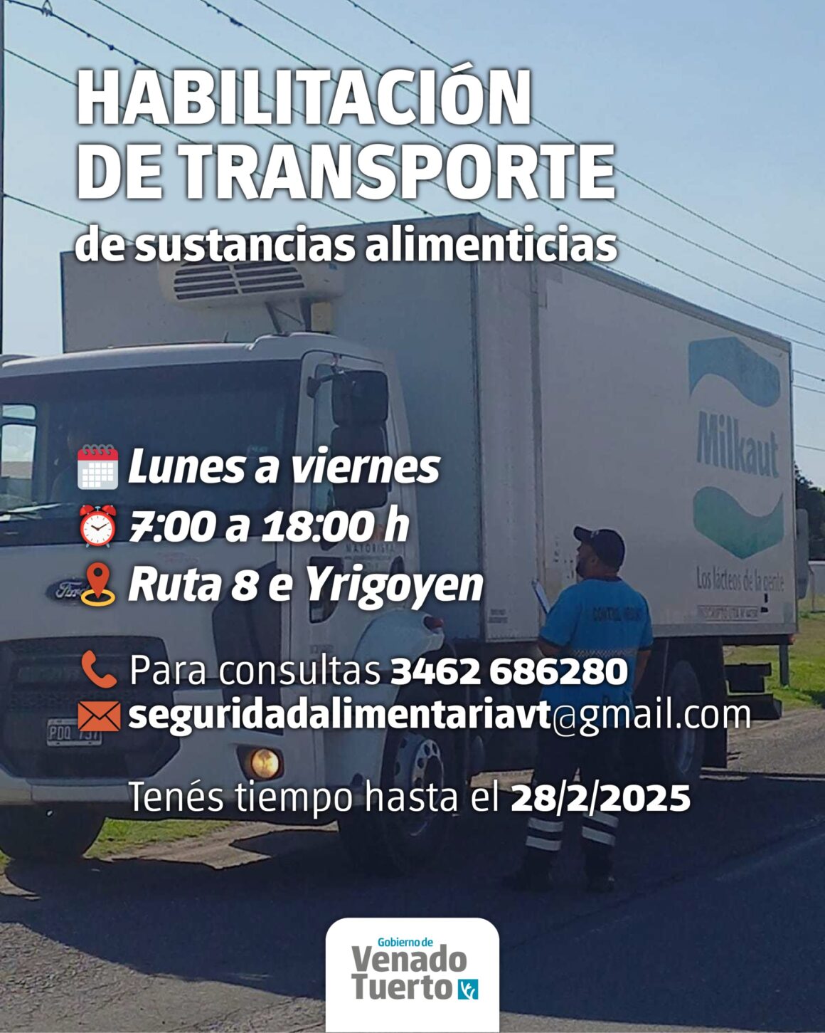 La habilitación de transportes de sustancias alimenticias podrá hacerse hasta el 28 de febrero