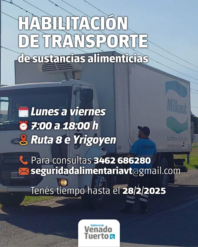 La habilitación de transportes de sustancias alimenticias podrá hacerse hasta el 28 de febrero