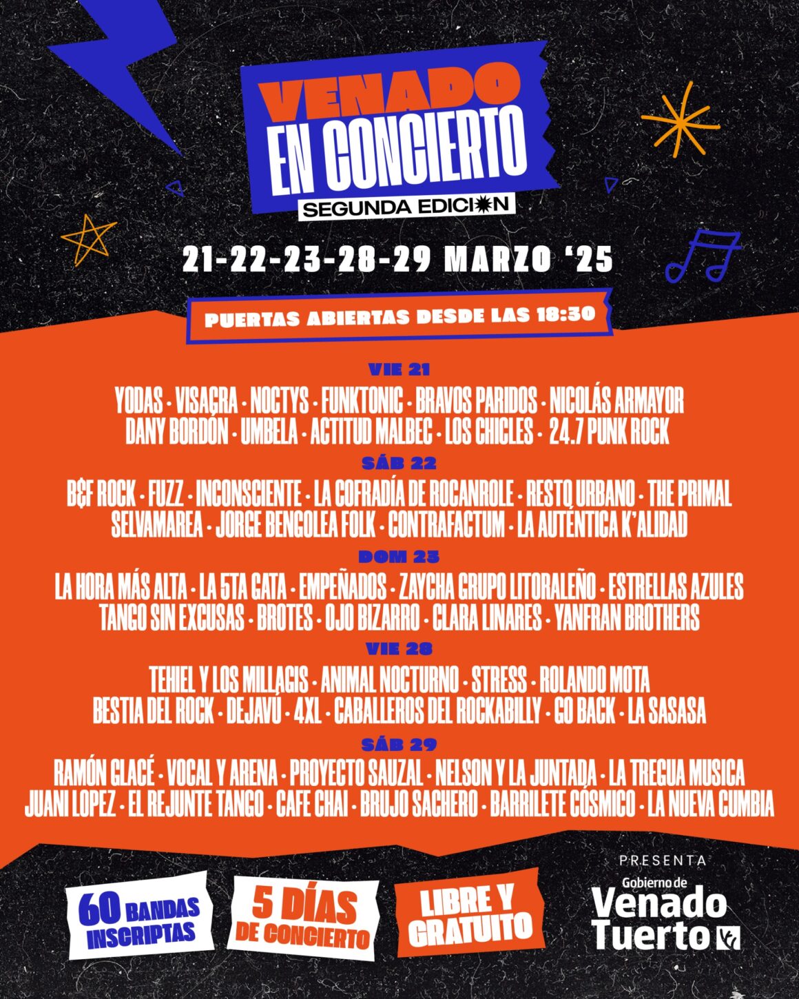 Grilla confirmada para la segunda edición del festival “venado en Concierto” en el Cultural