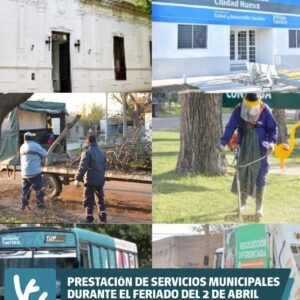 Prestación de servicios municipales durante el miércoles 2 de abril