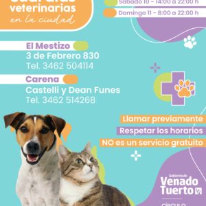 Guardias veterinarias del fin de semana en Venado Tuerto