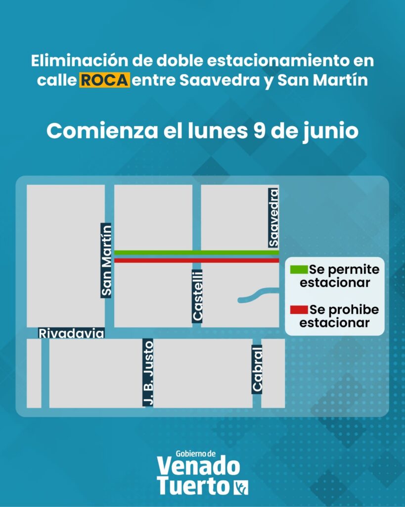 A partir del lunes entra en vigencia la eliminación del doble estacionamiento de Roca entre Saavedra y San Martín
