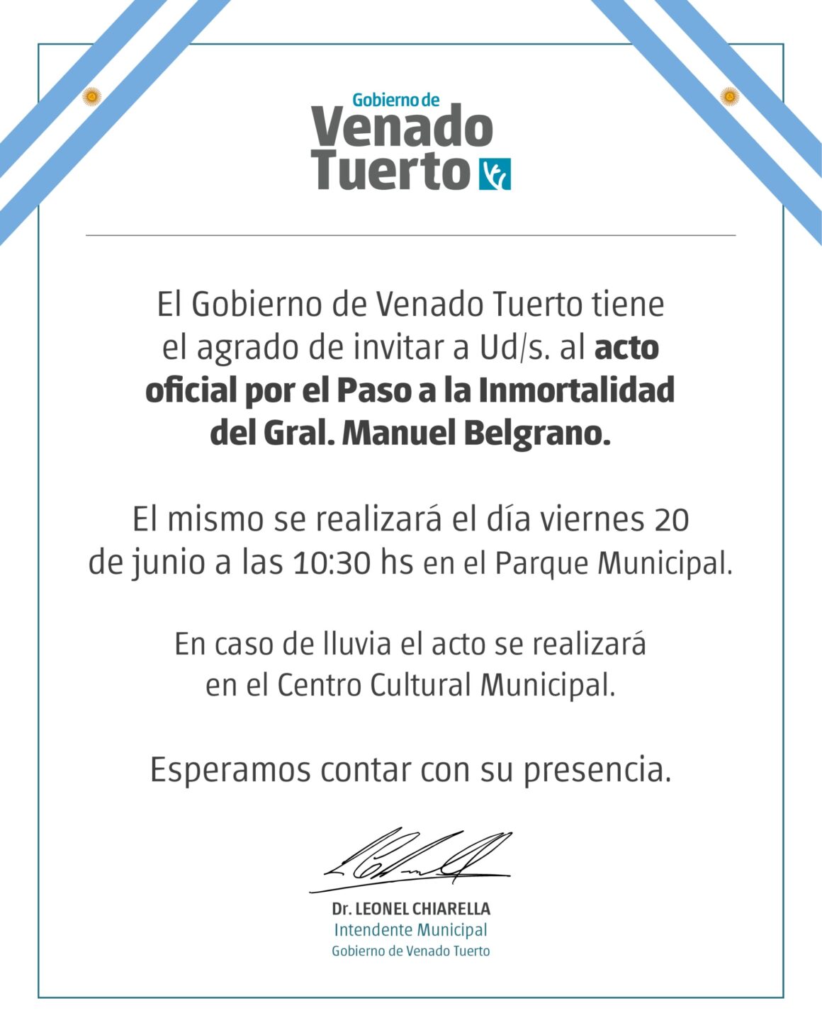 Acto para celebrar el Día la Bandera en el Parque Municipal General Belgrano
