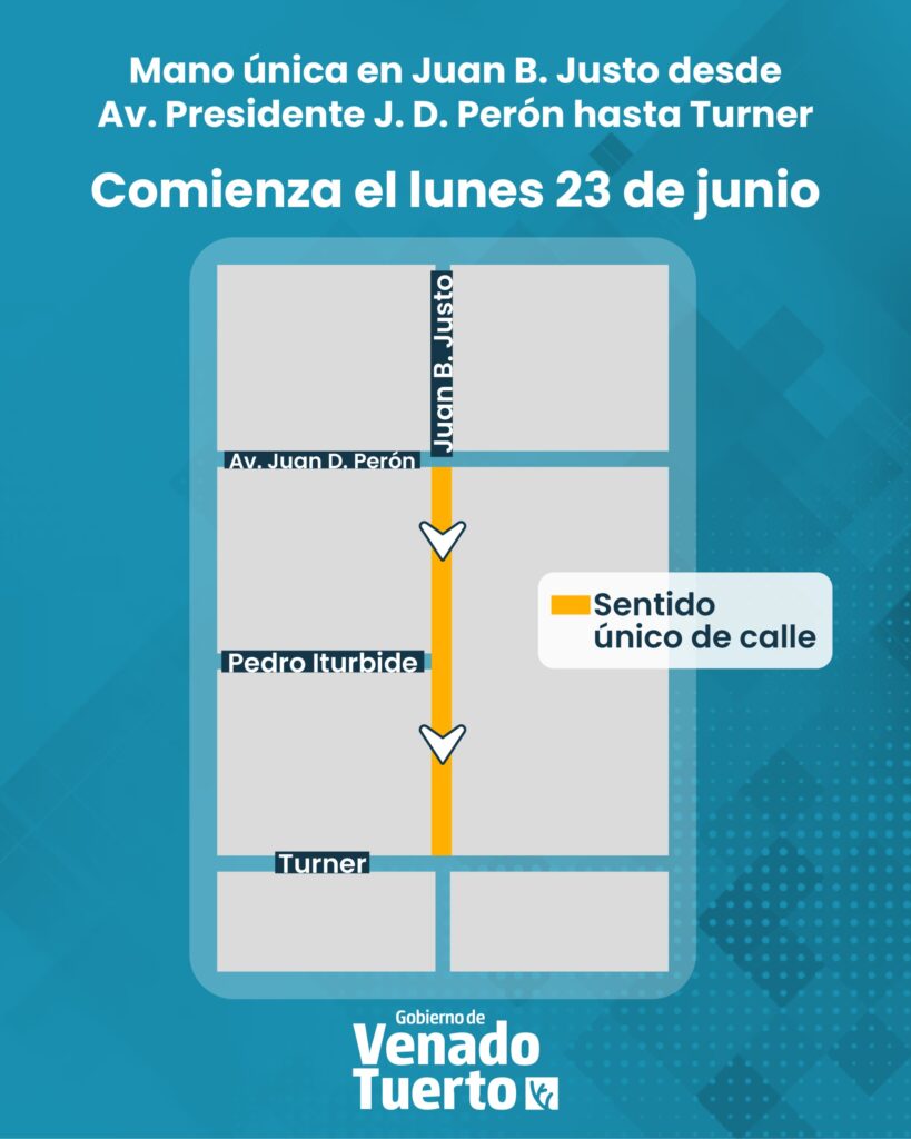Rige desde hoy sentido único de circulación en tramo de calle Juan B Justo, de Presidente Perón a Turner