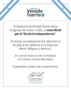 Acto oficial del Día de la Independencia con Pericón Nacional y desfile patrio