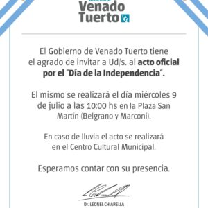 Acto oficial del Día de la Independencia con Pericón Nacional y desfile patrio
