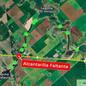 Ordenamiento hídrico: Ejecutan alcantarilla debajo de ruta 8 para vincular las lagunas Agataura y El Hinojo