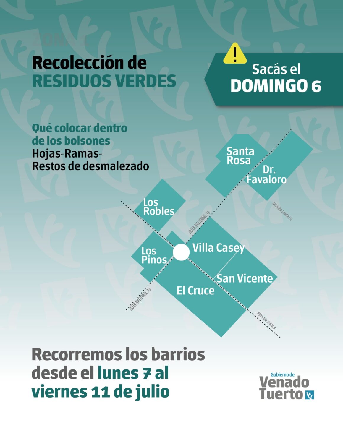 Recolección de residuos verdes Zona 1 domingo 6 de julio