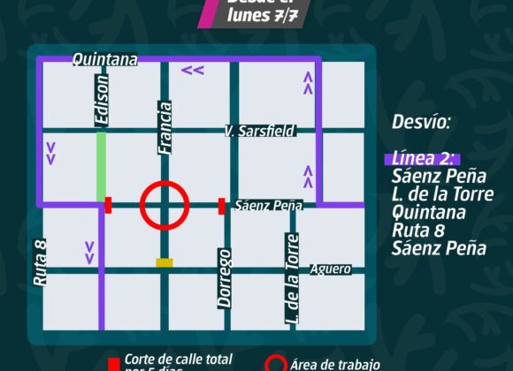 Desvío línea 2 del TUP por obras de gas