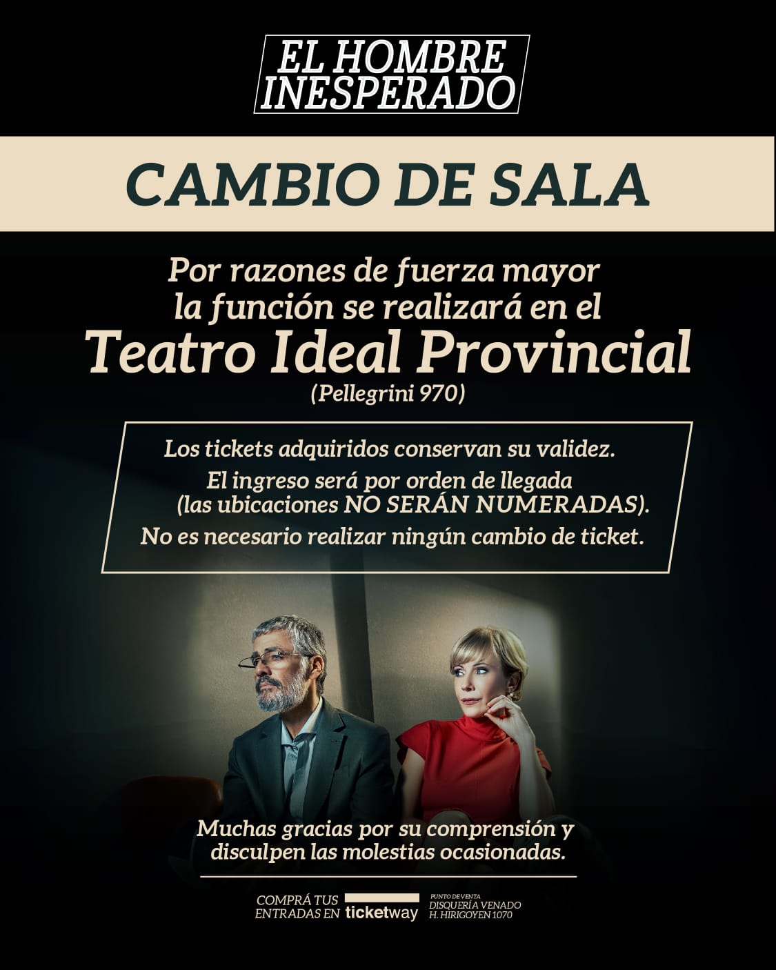 La obra de teatro “El hombre inesperado”, se traslada al Teatro Ideal La obra de teatro “El hombre inesperado”, se traslada al Teatro Ideal