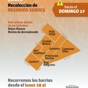 Recolección de residuos verdes Zona 3, domingo 17 de agosto