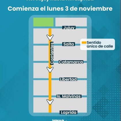 Sentido único de circulación en calle Corrientes (Del 900 al 400)