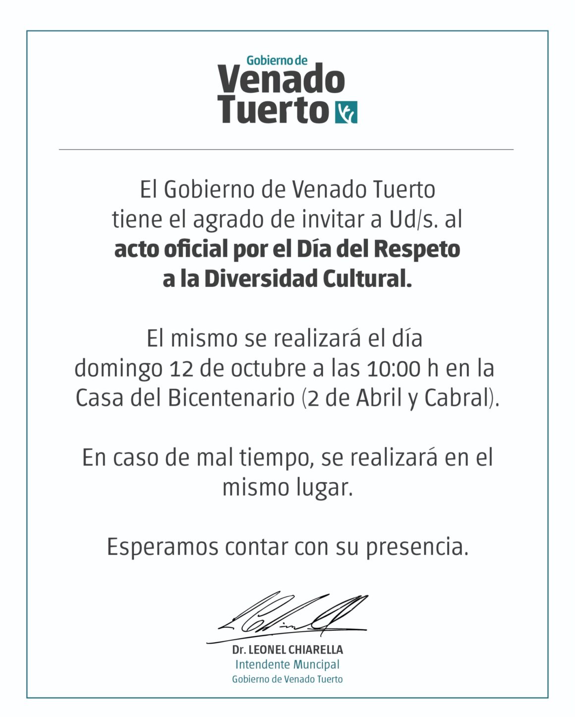 Acto en el Día del Respeto a la Diversidad Cultural en Casa del Bicentenario