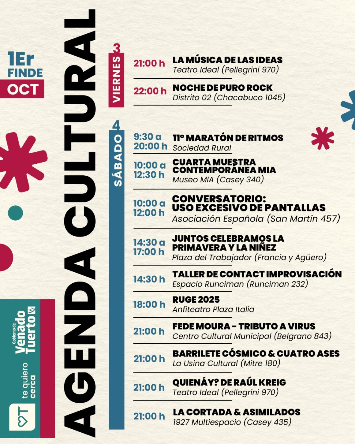 Comienza octubre con una gran variedad de propuestas en su primer fin de semana
