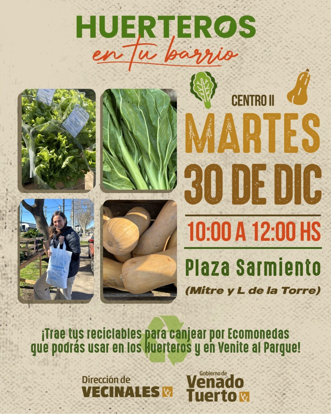 Los “Huerteros en tu Barrio” cierran el año en la plaza Sarmiento Los “Huerteros en tu Barrio” cierran el año en la plaza Sarmiento