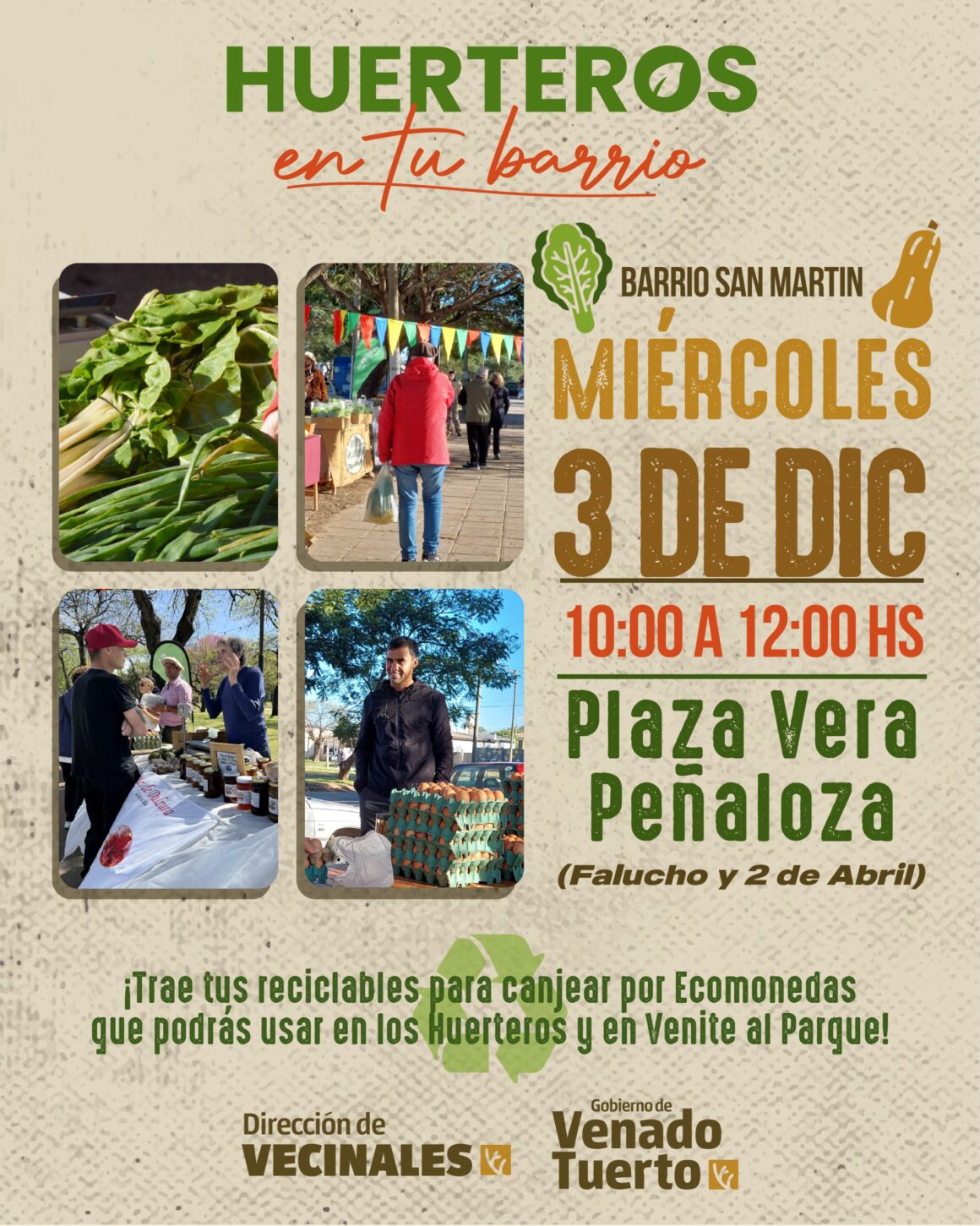 Comenzó diciembre y la plaza Vera Peñaloza recibe a los “Huerteros en tu Barrio” Comenzó diciembre y la plaza Vera Peñaloza recibe a los “Huerteros en tu Barrio”