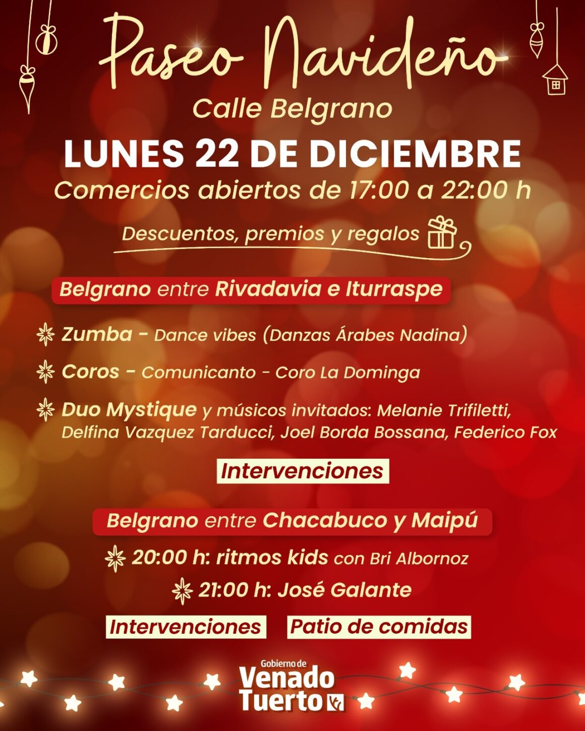 Lunes de fiesta. Paseo Navideño calle Belgrano con descuentos, premios, espectáculos y gastronomía Lunes de fiesta. Paseo Navideño calle Belgrano con descuentos, premios, espectáculos y gastronomía