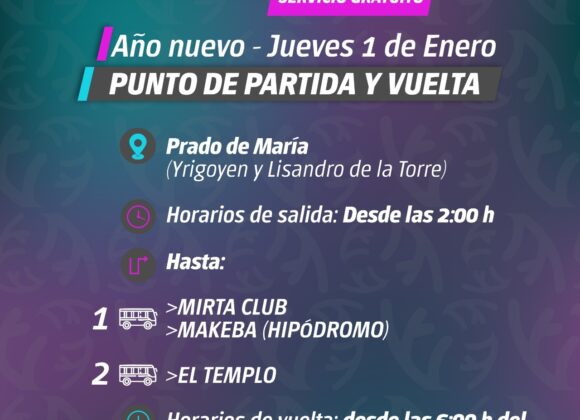 TUP especial y gratuito a boliches por celebración de Año Nuevo