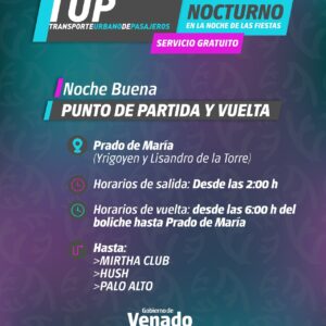 Servicio especial del Transporte Urbano en la noche navideña