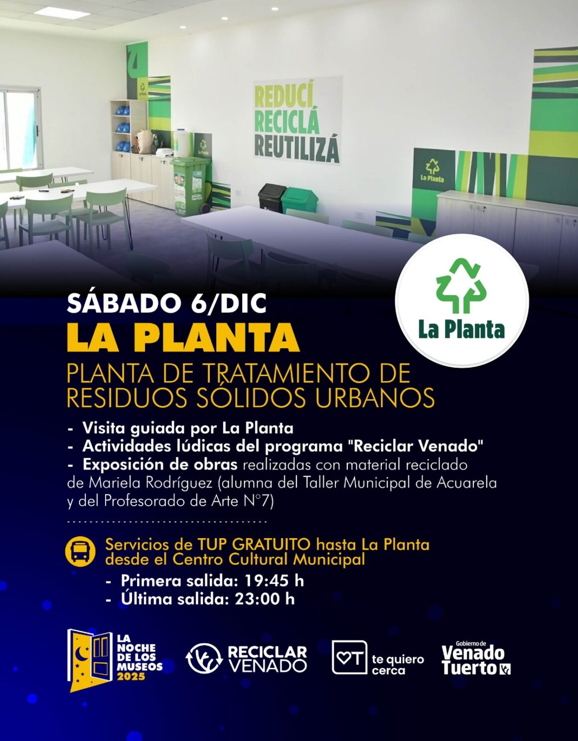 “La Noche de los Museos”: visita guiada a la Planta, con actividades lúdicas y exposición de obras con reciclados
