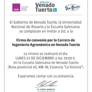 Polo Educativo Regional: Municipio, UNR y Escuela Salesiana firmarán el lunes el convenio por la carrera de Ingeniería Agronómica Polo Educativo Regional: Municipio, UNR y Escuela Salesiana firmarán el lunes el convenio por la carrera de Ingeniería Agronómica