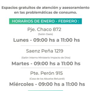 Horarios de enero y febrero de los centros de escucha “Creer”